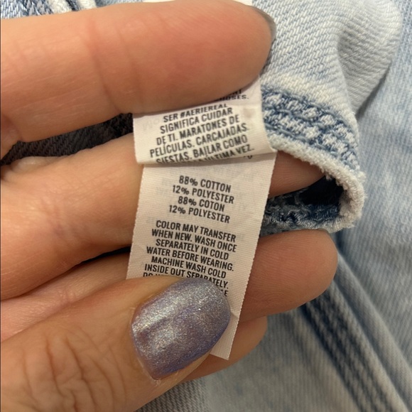 aerie Light Wash Denim Short Overalls - Picture 6 of 7